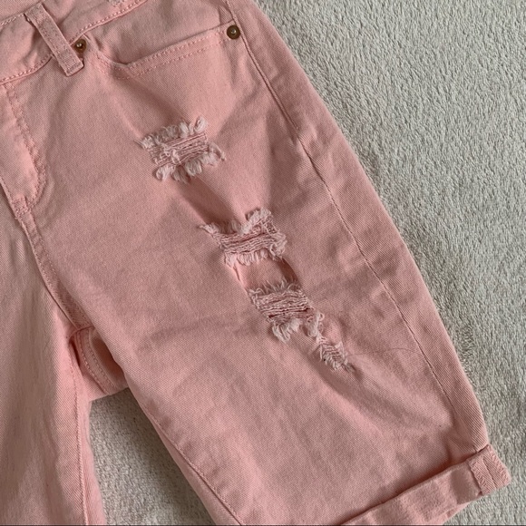 Time & Tru Pink Distressed Bermuda Shorts - Picture 5 of 5